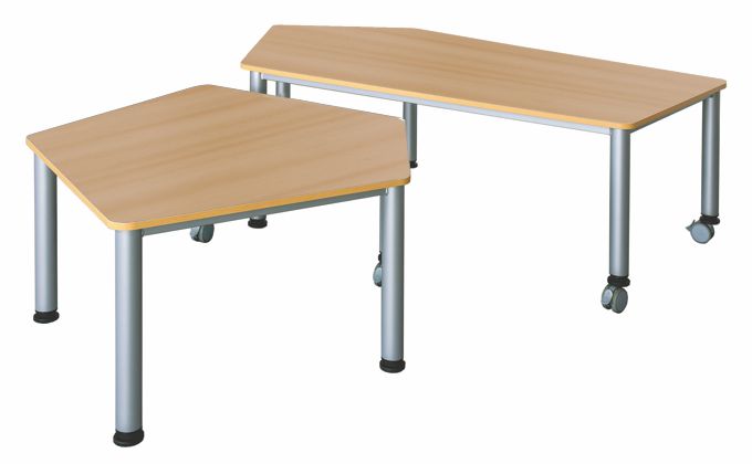 Fünfecktisch klein, fahrbar, 4 Dekore, 7 Höhen